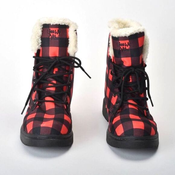 Yes We Vibe, Red Buffalo Plaid Size 8.5 Mens, Women's 10 - Picture 2 of 7